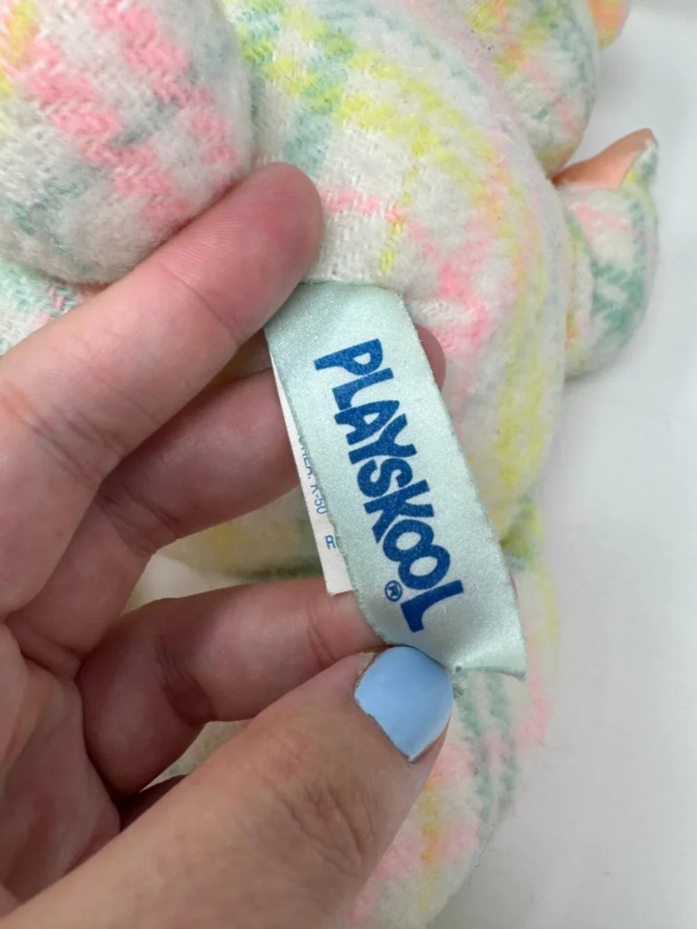 Vintage Playskool 1987 Blankies Bear Pastel Plaid Pink Satin Plush Lovey 5403